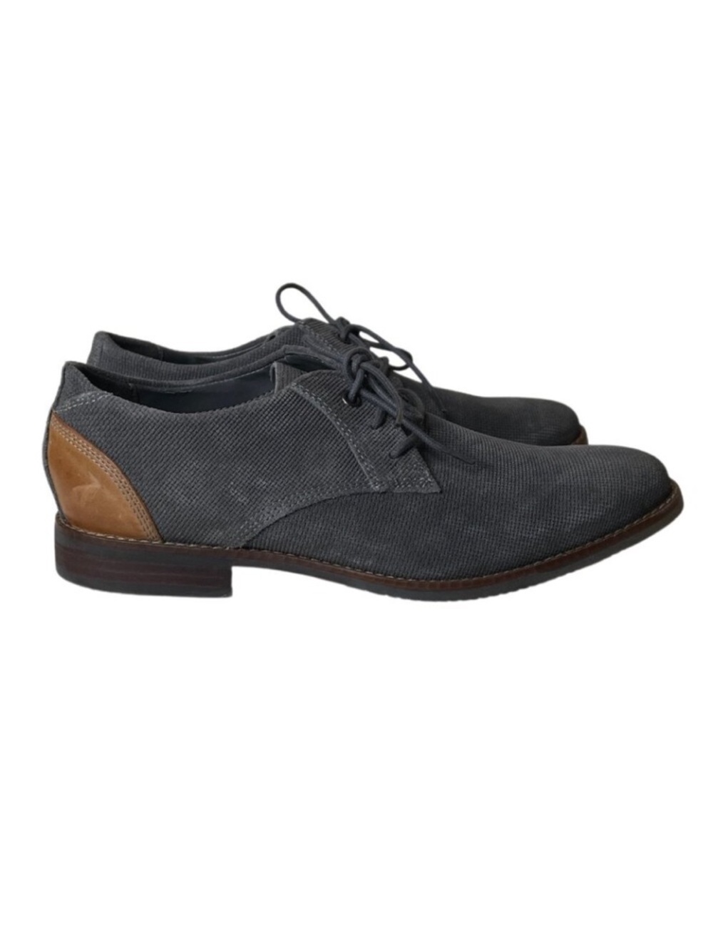 Rockport SP Blucher Gray Suede Tan Leather Oxford Dress Shoes Size 6.5 W